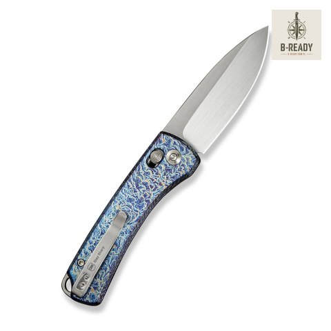 Nóż WE Knife Nightblade CPM-20CV Flamed Titan nóż składany niebieski tytan