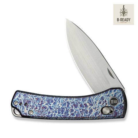 Nóż WE Knife Nightblade CPM-20CV Flamed Titan nóż składany niebieski tytan