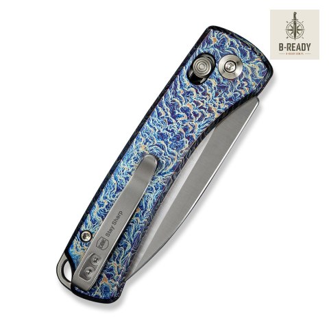 Nóż WE Knife Nightblade CPM-20CV Flamed Titan nóż składany niebieski tytan