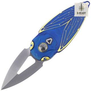 Nóż składany Rike Knife RK Cicada-BG Blue / Gold Titanium, Bead Blasted M390 RikeKnife Co. Ltd.
