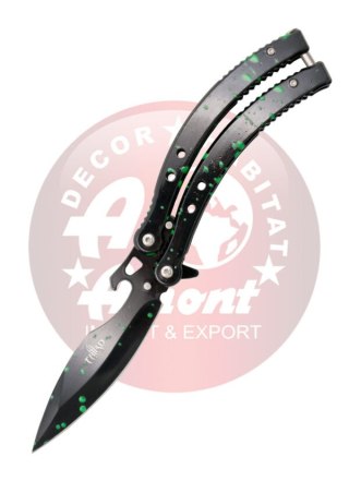Nóż motylkowy Third Decor Habitat Balisong CS Black/Green Stainless Steel, Black/Green 420 (K2923) Decor Habitat