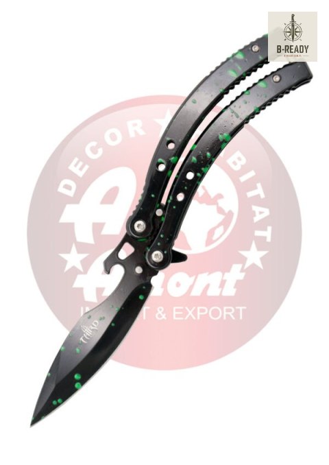 Nóż motylkowy Third Decor Habitat Balisong CS Black/Green Stainless Steel, Black/Green 420 (K2923) Decor Habitat