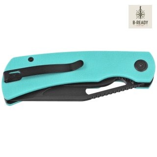 Nóż składany Kubey Gurkha Light Blue G10, Blackwashed 14C28N by Johan Jordaan (KU397F) Kubey Knife