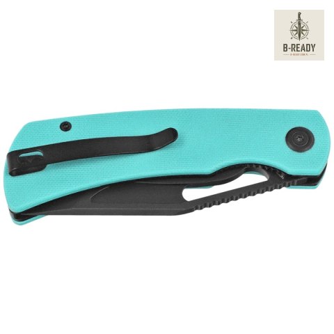 Nóż składany Kubey Gurkha Light Blue G10, Blackwashed 14C28N by Johan Jordaan (KU397F) Kubey Knife