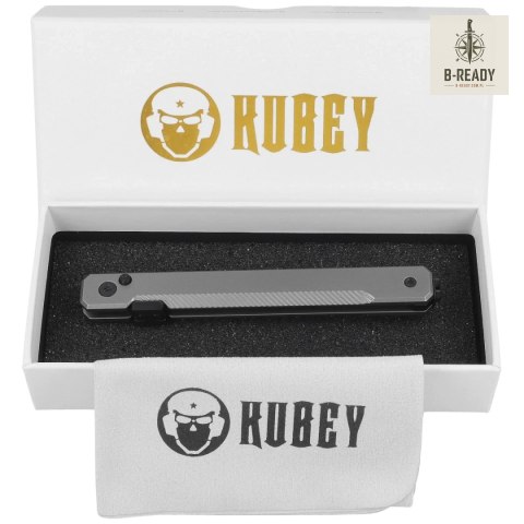 Nóż składany Kubey Prism Silver Grey Titanium, Black PVD 14C28N by Yuze Zhong (KB243B) Kubey Knife