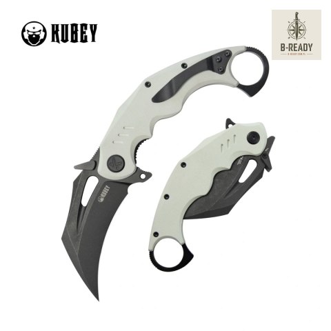 Nóż składany Kubey Wrath Karambit White G10, Blackwashed 14C28N by MUZI Design (KU261J) Kubey Knife