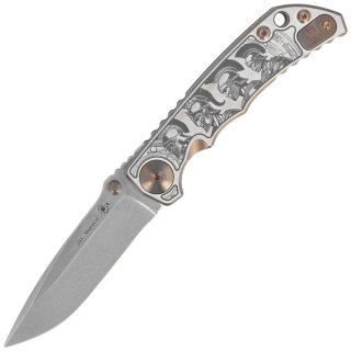 Nóż składany Spartan Blades Harsey Folder ''Marching Spartans'' Titanium, Stonewashed MagnaCut Spartan Blades