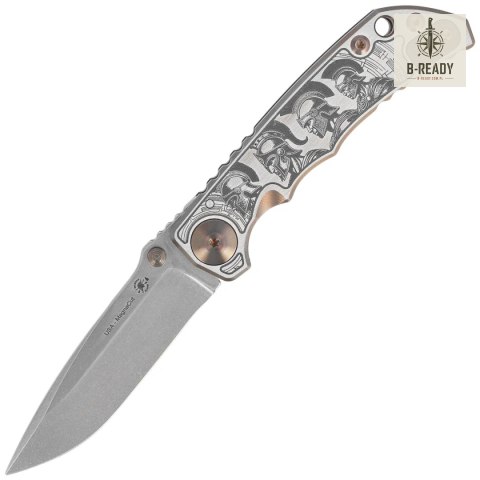 Nóż składany Spartan Blades Harsey Folder ''Marching Spartans'' Titanium, Stonewashed MagnaCut Spartan Blades