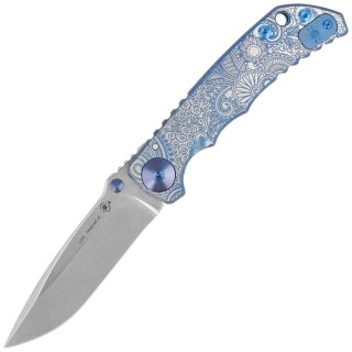 Nóż składany Spartan Blades Harsey Folder ''Paisley Blue'' Titanium, Stonewashed MagnaCut Spartan Blades
