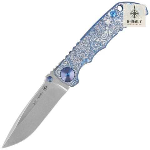 Nóż składany Spartan Blades Harsey Folder ''Paisley Blue'' Titanium, Stonewashed MagnaCut Spartan Blades