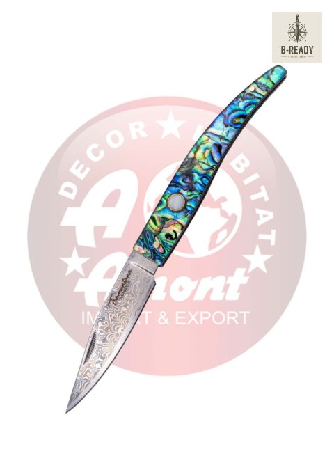 Nóż składany Third Decor Habitat N92DV Abalone/Acrylic, Damascus (TK-N92DV) Decor Habitat