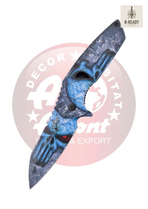 Nóż składany ratowniczy Third Decor Habitat K2944 3D Blue Skull Steel, 3D Blue Skull 420 (TH-K2944) Decor Habitat