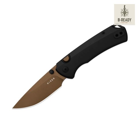 Nóż składany Kizer T1 BD Black Titanium, Sunset Metal PVD / Stonewashed Elmax by Uli Hennicke (Ki3490.2BDA2) Kizer Cutlery