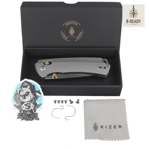 Nóż składany Kizer T1 CD Silver Titanium, Satin M390 by Uli Hennicke (Ki3490.2CDA1) Kizer Cutlery