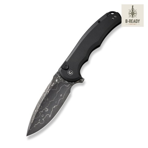 Nóż Składany CIVIVI Button Lock Praxis Alu Black Damast Stal Damasceńska