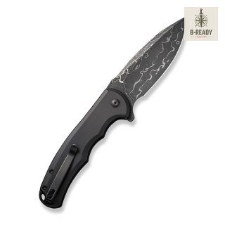 Nóż Składany CIVIVI Button Lock Praxis Alu Black Damast Stal Damasceńska