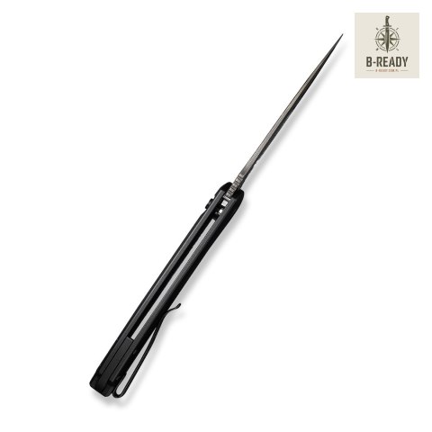 Nóż Składany CIVIVI Button Lock Praxis Alu Black Damast Stal Damasceńska