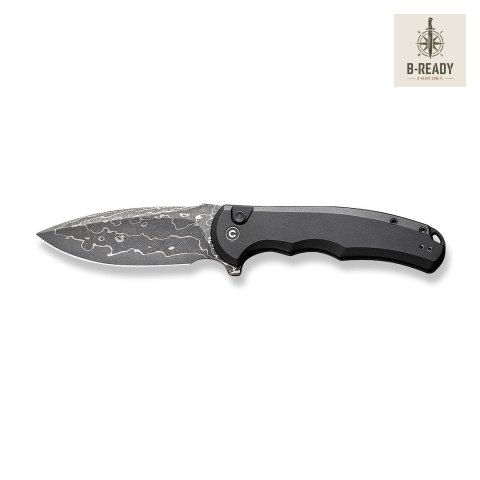 Nóż Składany CIVIVI Button Lock Praxis Alu Black Damast Stal Damasceńska