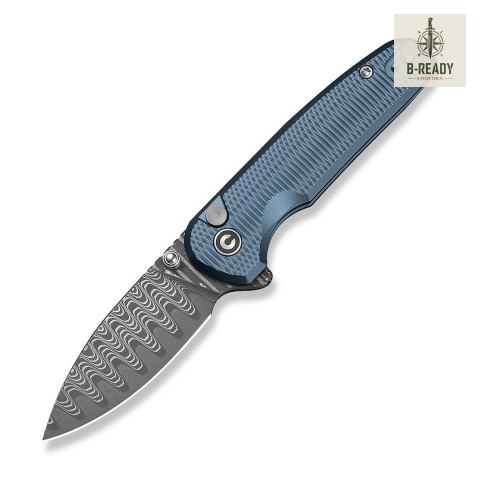 Nóż Składany CIVIVI Mini Shakan Damascus Blue Aluminum Stal Damasceńska