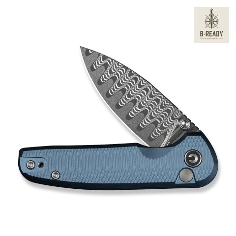 Nóż Składany CIVIVI Mini Shakan Damascus Blue Aluminum Stal Damasceńska