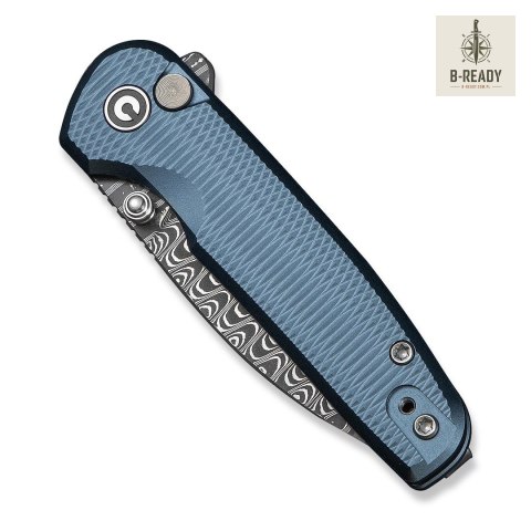Nóż Składany CIVIVI Mini Shakan Damascus Blue Aluminum Stal Damasceńska