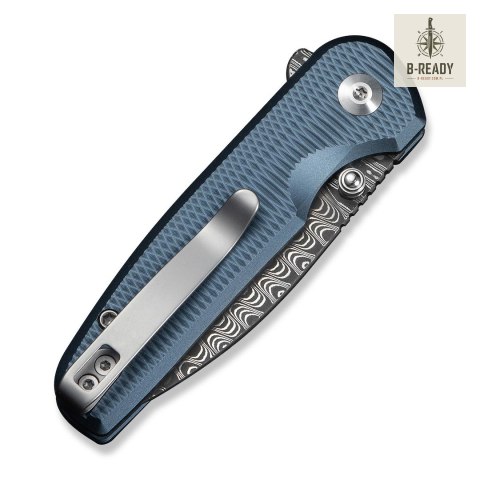 Nóż Składany CIVIVI Mini Shakan Damascus Blue Aluminum Stal Damasceńska