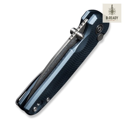 Nóż Składany CIVIVI Mini Shakan Damascus Blue Aluminum Stal Damasceńska