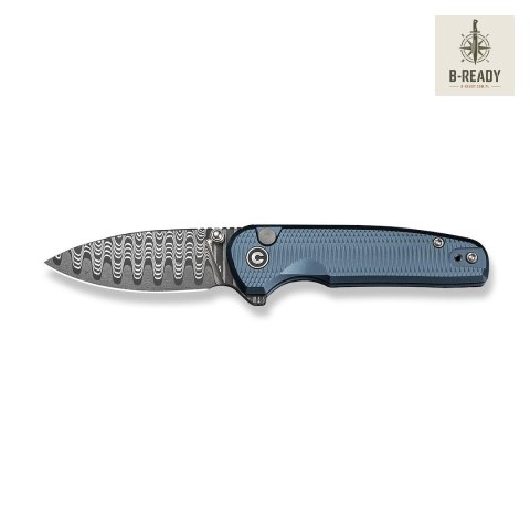 Nóż Składany CIVIVI Mini Shakan Damascus Blue Aluminum Stal Damasceńska