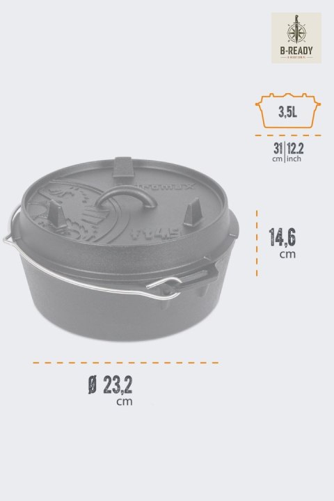 Kociołek Żeliwny z Płaskim Dnem Petromax 3,5 L 25