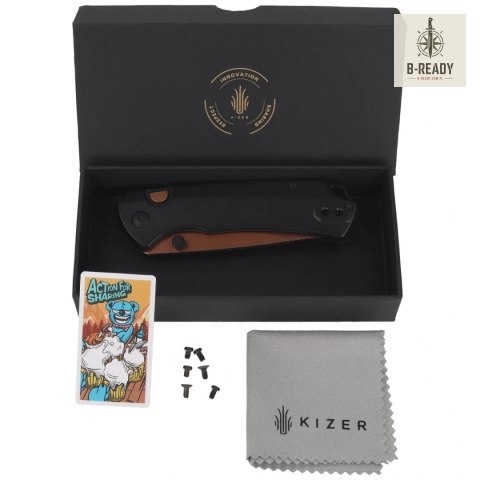 Nóż składany Kizer T1 BD Black Titanium, Sunset Metal PVD / Stonewashed Elmax by Uli Hennicke (Ki3490.2BDA2) Kizer Cutlery