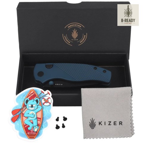 Nóż składany Kizer Glaux Ink Blue Aluminium, Black Stonewashed PVD 14C28N (V3801A3) Kizer Cutlery