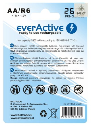 Akumulatorki everActive R6/AA 2600 mAh, 4 szt.