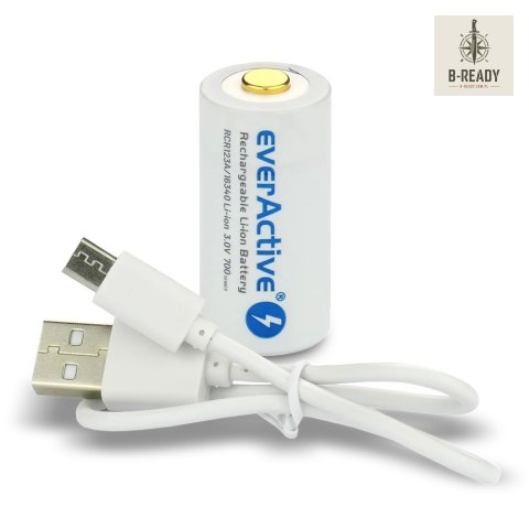 Akumulator everActive CR123A 3V Li-ion 700mAh mUSB