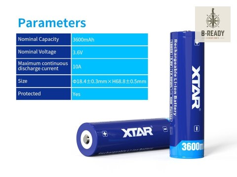 Akumulatorek Xtar ICR18650 Li-Ion 3,6V 3600 mAh