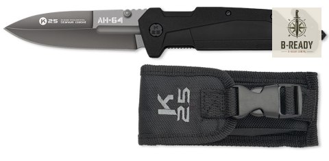 Nóż Składany Taktyczny K25 AH-64 18871 Rubber Black