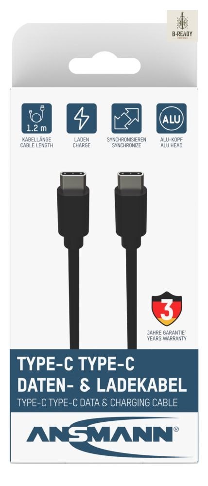 Kabel Ansmann USB-C Data and Charging 120 cm