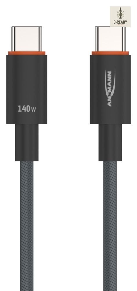 Kabel Ansmann USB-C/C, 140W, 60 cm, antracyt