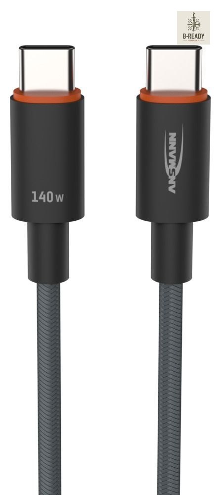 Kabel Ansmann USB-C/C, 140W, 60 cm, antracyt