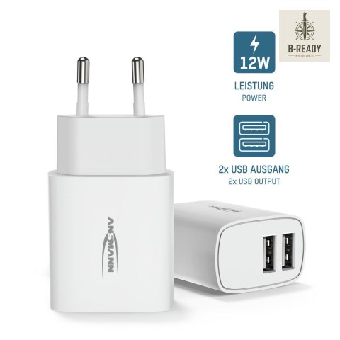 Ładowarka Ansmann HC212 biała 2x USB 12W, 2.4A