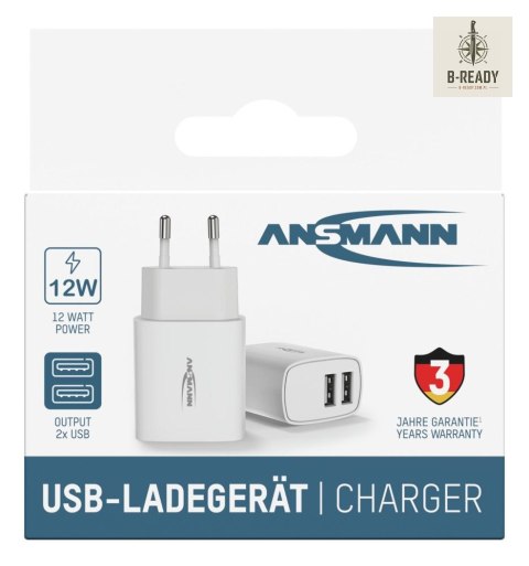 Ładowarka Ansmann HC212 biała 2x USB 12W, 2.4A