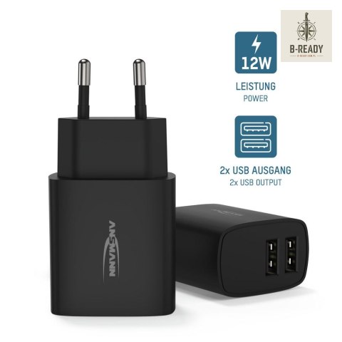 Ładowarka Ansmann HC212 czarna 2x USB 12W, 2.4A