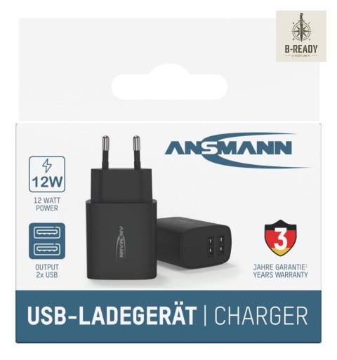 Ładowarka Ansmann HC212 czarna 2x USB 12W, 2.4A