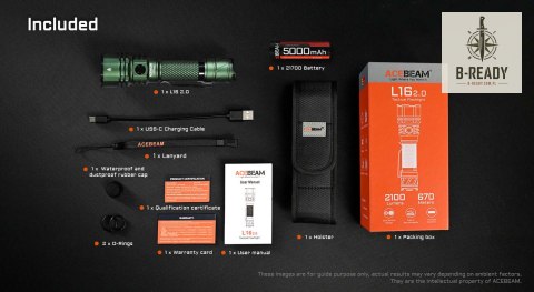 Latarka AceBeam L16 2.0 Green 2100 lm
