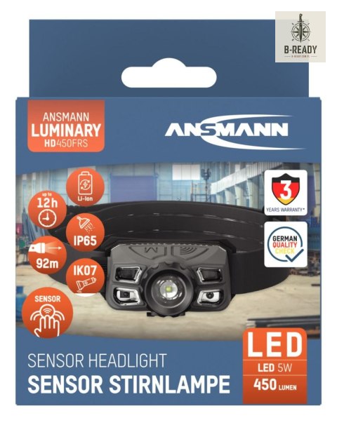 Latarka czołowa LED Ansmann HD450FRS, 450 lm, aku