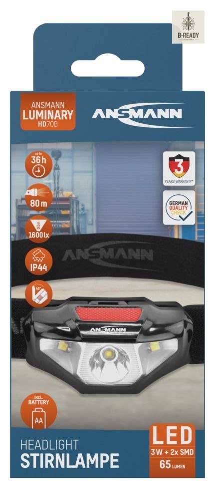 Latarka czołowa LED Ansmann HD70B, 65 lm, 1xAA