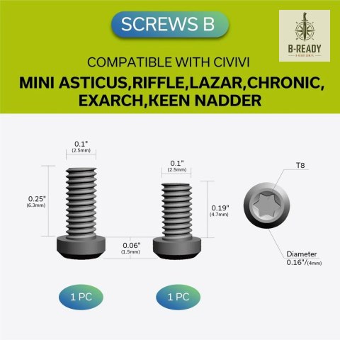 Klips CIVIVI Titanium z 6 śrubkami T001C