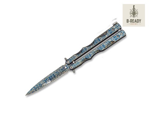 Nóż Motylkowy Albainox 02140 Rainblue Laser Balisong
