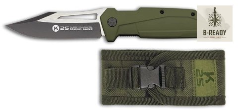 Nóż Składany K25 18998 Green Rubber Titanium Coated