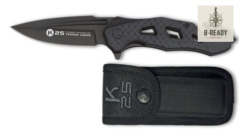 Nóż Składany K25 25002 Tactical Black G10 CF