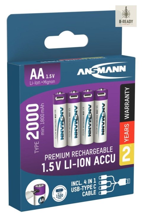 Akumulatory Ansmann Li-Ion AA typ 2000, 4 szt